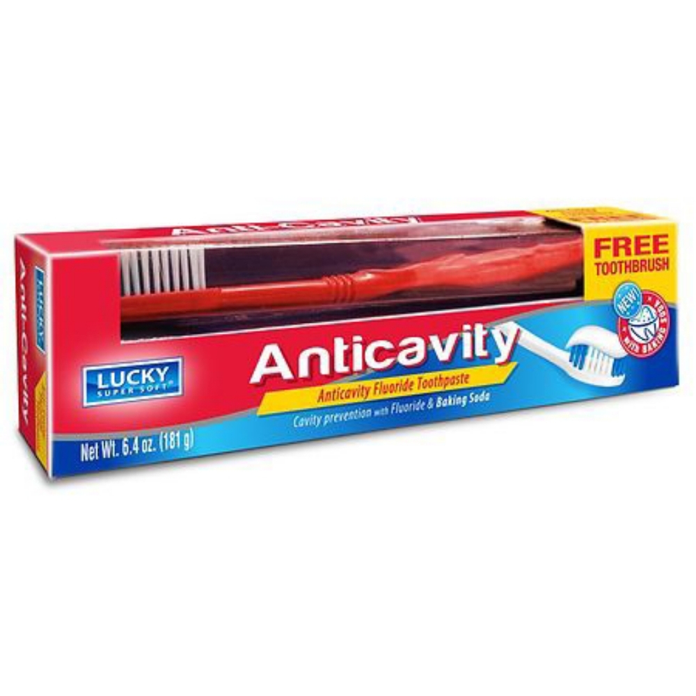 Lucky Super Soft Anticavity Toothpaste with Free Toothbrush